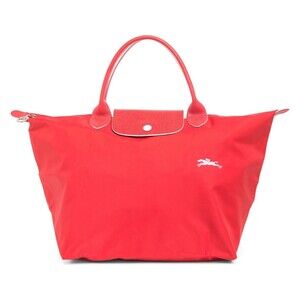 Longchamp Le Pliage Club Medium Top Handle Nylon Tote VERMILLION Red New